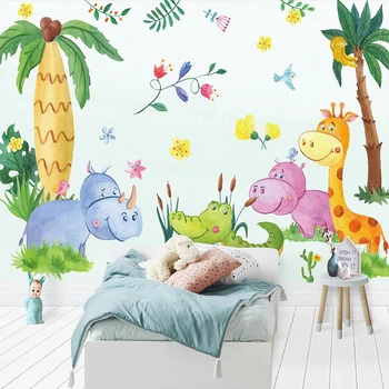 Декоративни Тапети Сладък Карикатура Акварел, Детска Стая, Спалня Стени С Декоративна Рисувани Фонова Стена
