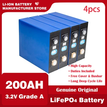 4ШТ 3.2 В Lifepo4 200Ah Батерия Акумулаторна Батерия Дълбока Литиево Желязо Фосфатная Батерия САМ 12V 24V EV RV Мотокар Мотокар Слънчевата Система