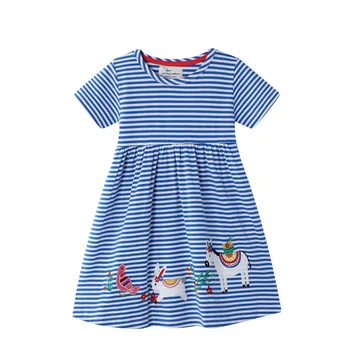 Рокля за момичета, новост 2020 г., брендовое детско памучно обличам игра с анимационни бродерия, дизайнерско принцеса рокля, бебешки дрехи, детски дрехи