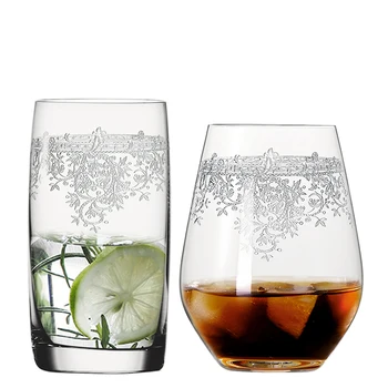 Творчески Резбовани цветя Кристален стъклена чаша чаша чаша Уиски чай, сок чаши вино, чаша Бар Хотел парти сватба на Съдове за Напитки
