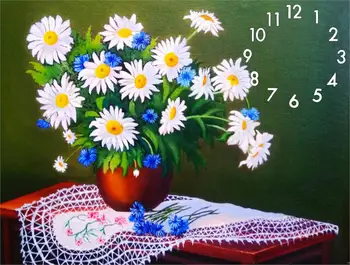 Пълен Квадратен Кръг 5D Диамантен Комплект За Рисуване С Часови Механизъм за Бродерия на кръстат бод Диамантена Бродерия Мозайка Цветя Подарък
