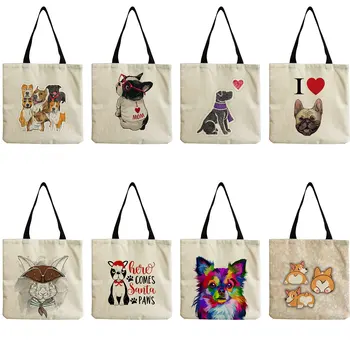 Дамска чанта-тоут Кучета - нашите приятели Адаптивни Училищна чанта за съхранение на Подаръци за Учителите с Анимационни Любимци Принтом, Дамски чанти-купувач на рамото