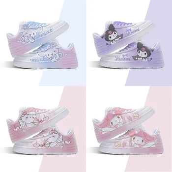 Kawaii Sanrio Колекция Обувки Cinnamoroll Kuromi My Melody Дамски Обувки Пролет Оригиналната Популярна Бели Обувки Маратонки Подаръци