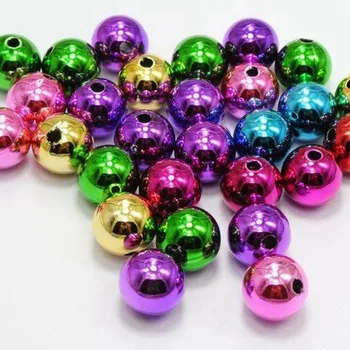 50 от Блестящи Разноцветни Метални Акрилни Коледни Кръгли мъниста 12 mm (1/2 