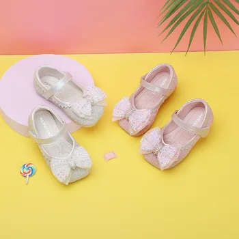 2023 г., Пролетно-Есенна нови обувки на Принцеса За момиченца, Модерни Лъскави обувки на плоска подметка за Момиченца, Фините Кожени Обувки Mary Janes