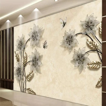 Декоративни тапети 3D триизмерна златни бижута цвете ТЕЛЕВИЗИЯ фон стенни живопис