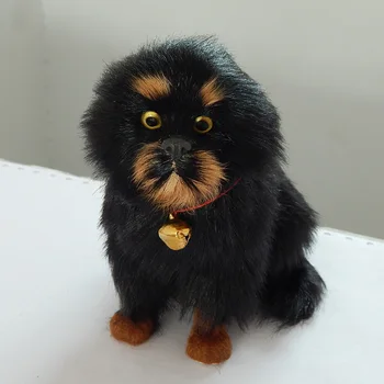 скъпа симулация модел на черно куче, на играчка от смола и кожа, малка кукла тибетски мастиф, подарък от около 11x8x13 см 1862