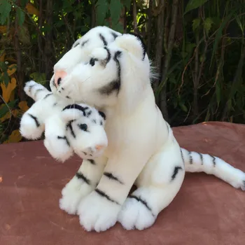 имитация на майка и бебе тигър животно плюшен скъпа играчка бял тигър тигренок кукла зодиак за дете, подарък за дете деко от 30 см DY50813