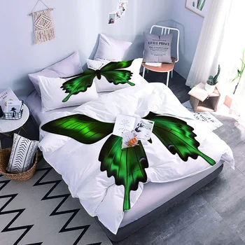 3D дигитален печат пеперуда растение малко прясно стеганое одеяло покривки и спално бельо от три части четырехсекционное стеганое одеяло покривки едно легло