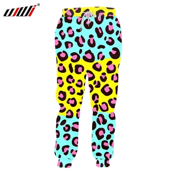 UJWI Модерен Мъжки Зреещи С 3D Принтом, Цветни Леопардовые Панталони цялата Дължина За Почивка, Удобни Спортни Панталони, Готин Стил, по-Големи Размери