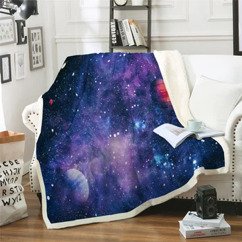 Вселената Звезда Одеяло 3D Принт Плюшено Одеало за Легло, Разтегателен Благородна Спално Бельо Шерпа Одеала детски подарък 130x150 см