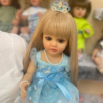 55 см е Вече Боядисана, Готова Кукла Принцеса Бети Реборн Бебе Момиче Кукла цялото Тяло от Силикон, с Дълга Коса на Момичетата Кукла за Деца